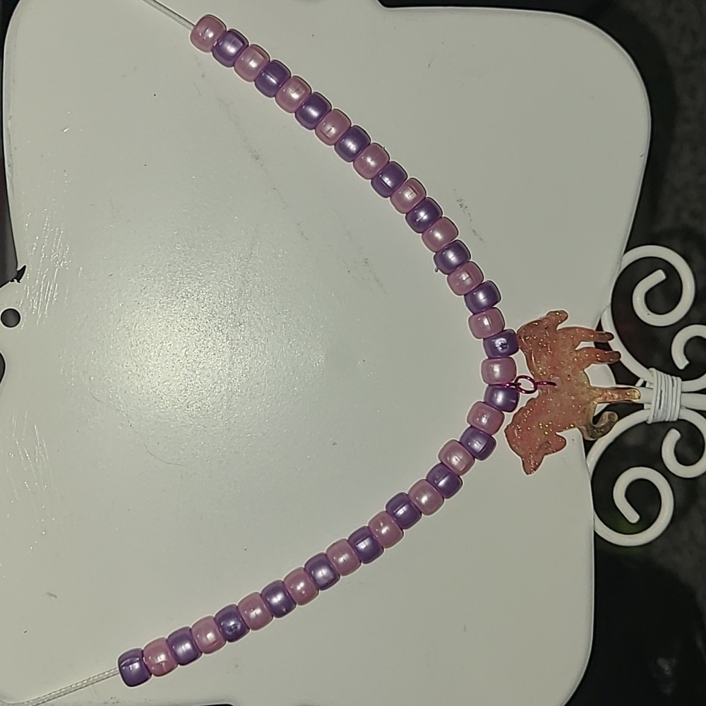 ✨️4/$10✨️Handmade kids style Resin charm unicorn and bead necklace